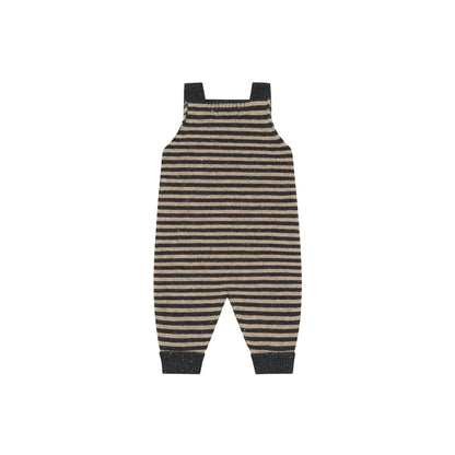 Organic Zoo Wool Salopette Charcoal Stripes Holzknöpfe