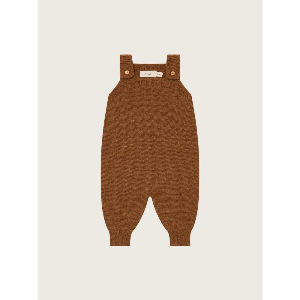 Braune Strick-Babykleidung mit Schulterknöpfen Wool Salopette Chestnut
