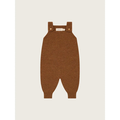 Braune Strick-Babykleidung mit Schulterknöpfen Wool Salopette Chestnut