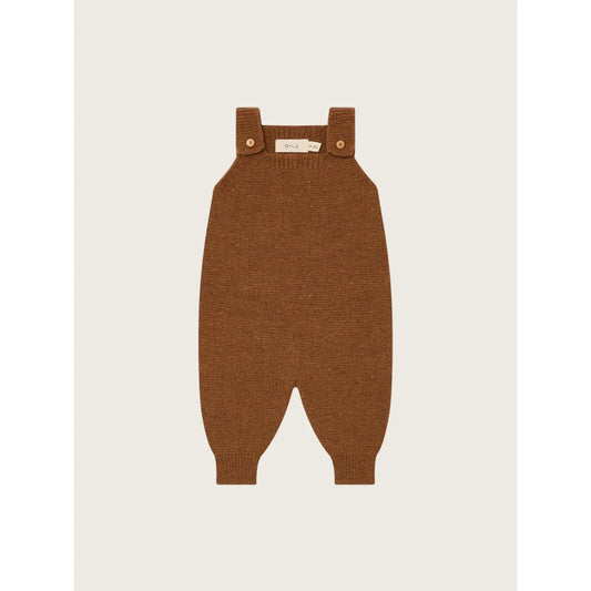 Braune Strick-Babykleidung mit Schulterknöpfen Wool Salopette Chestnut