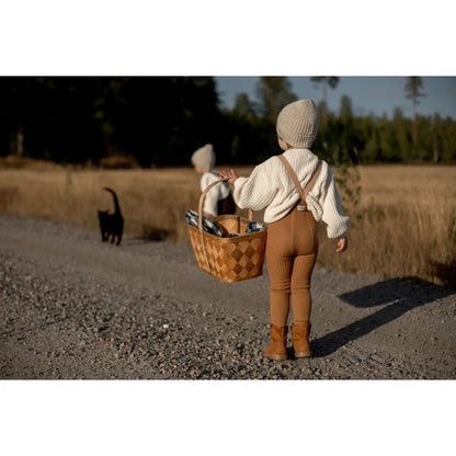 Wooly Footless Tights with Braces | Cappuccino
