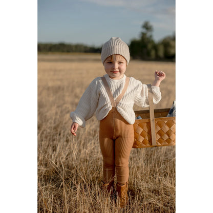 Wooly Footless Tights with Braces | Cappuccino