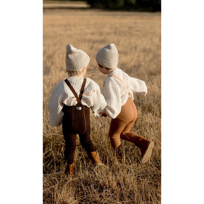 Wooly Footless Tights with Braces | Espresso Brown