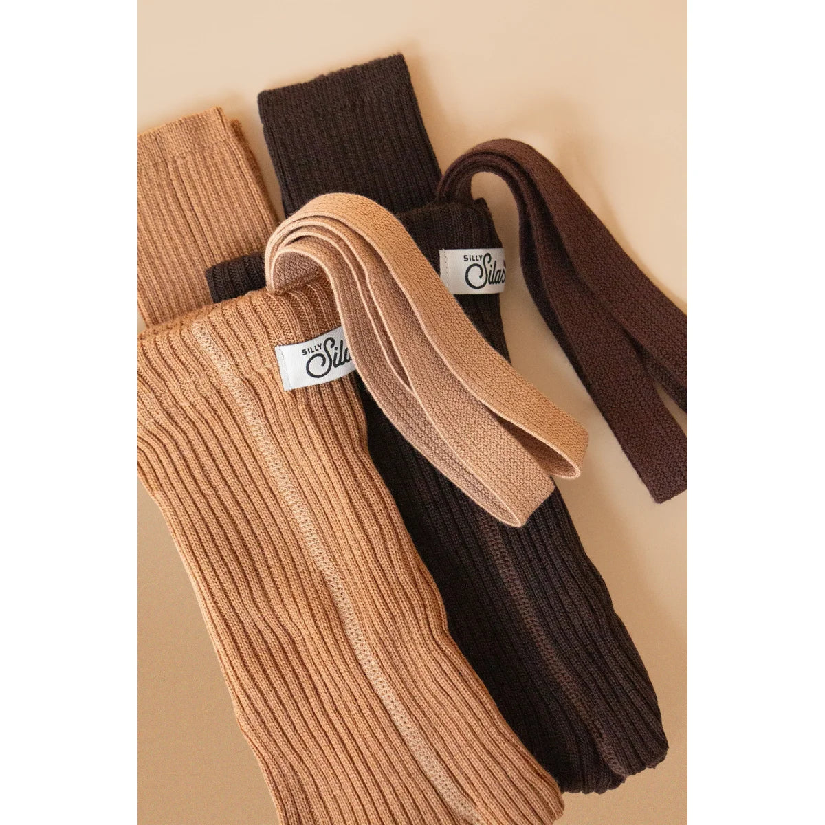Wooly Footless Tights with Braces | Espresso Brown