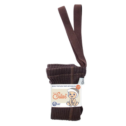 Wooly Footless Tights with Braces | Espresso Brown
