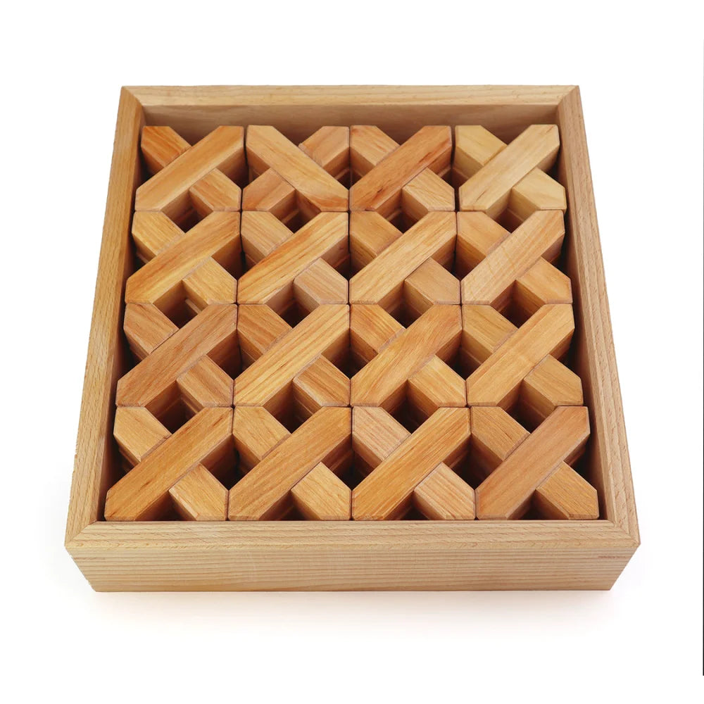 Holzpuzzle in quadratischer Box für X-Bricks 48 Stück Spielzeug