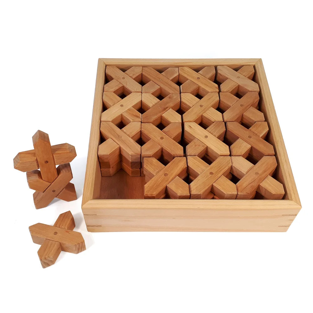 Holzinterlocking Puzzle-Teile in einer Box für X-Bricks 48 Stück Spielzeug