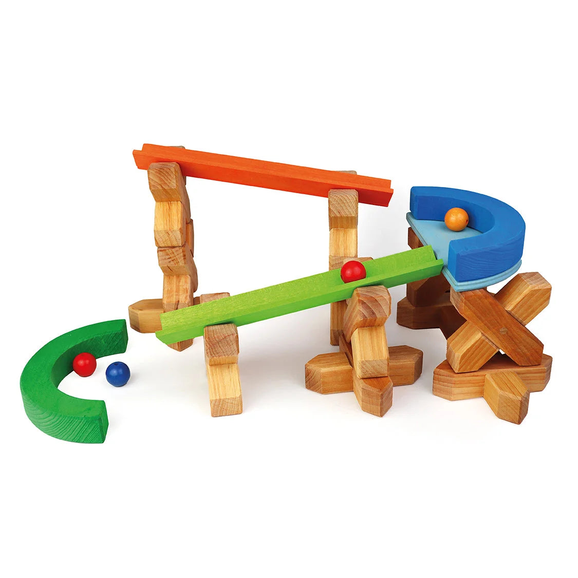 Holzmarbelon-Spielzeug X-Bricks 16 Stück für kreatives Bauen und Spielen