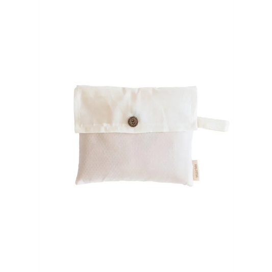 Weißer Stoffbeutel oder Clutch mit Knopfverschluss in XL Strandtasche Meshies Vanilla