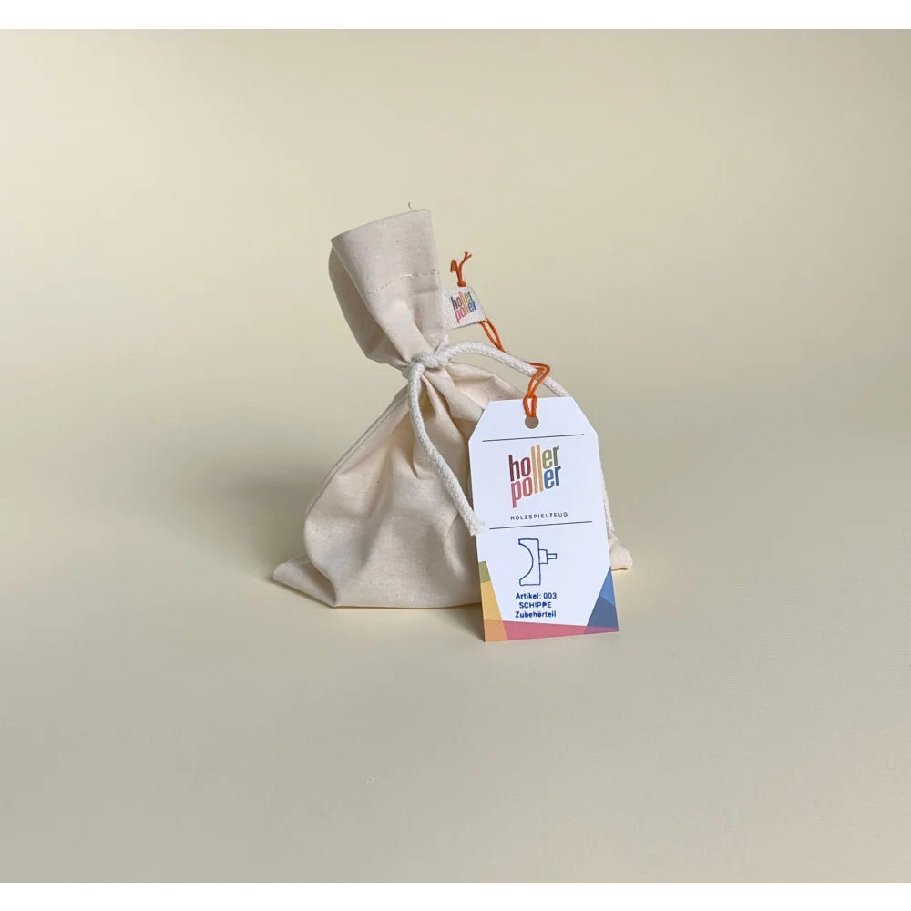 Natürliche Baumwoll-Zeichenschnurbeutel mit orange Schnur und Holler Power Etikett