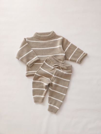 Oversize Knit Pullover Stripe | Sand - Pullover